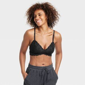 XS - Womens Lace Nursing Bralette - Auden - Black